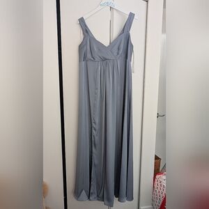 Elegant Gray Maternity Bridesmaid Maxi Dress